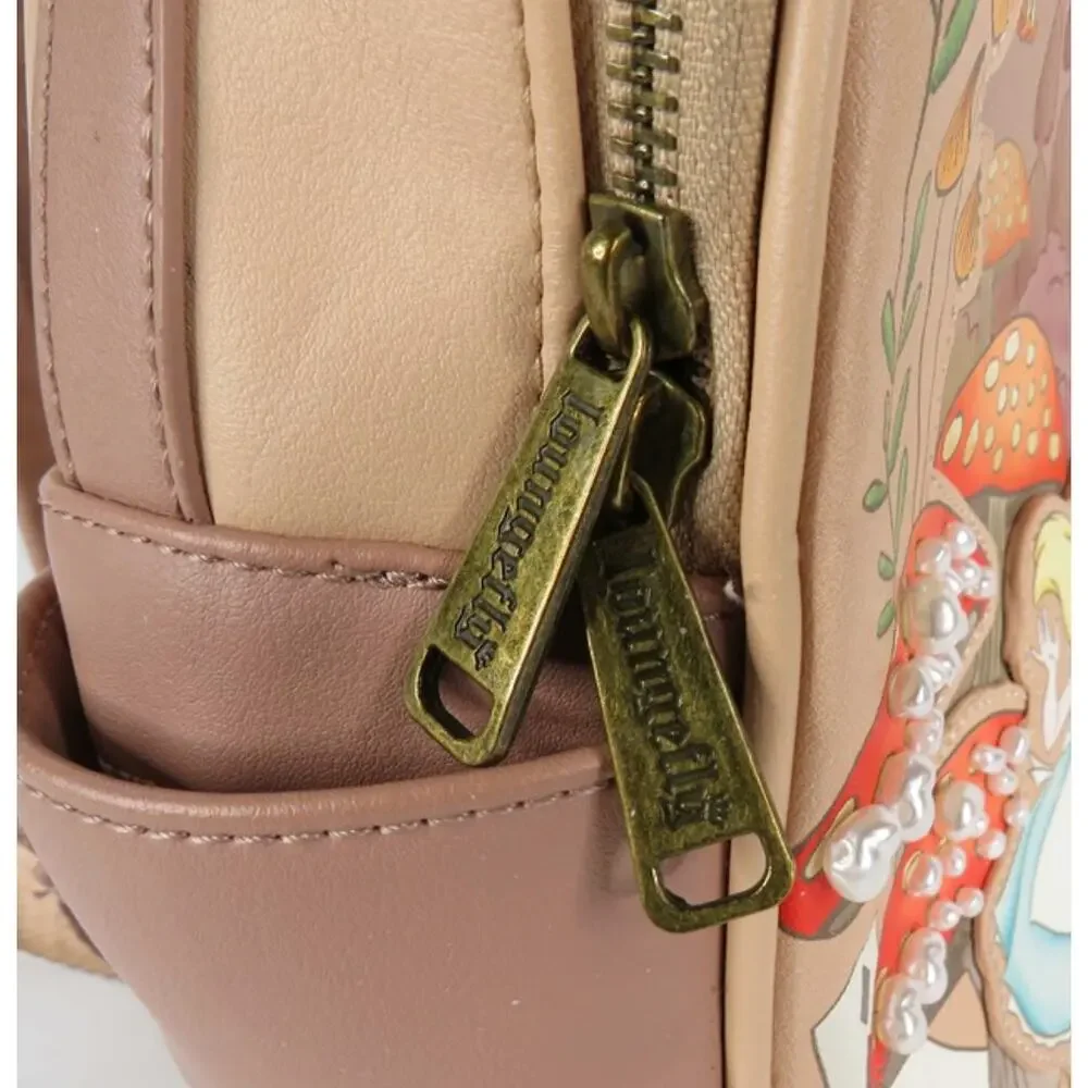 Loungefly Storybook Wonderland Scene Mini Backpack Faux Leather Tan